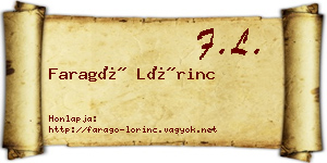 Faragó Lőrinc névjegykártya