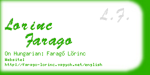 lorinc farago business card
